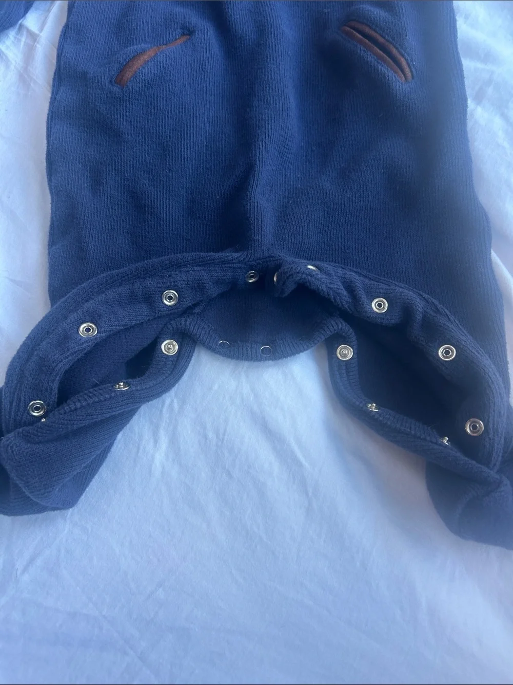 Ralph Lauren Navy Fleece Shawl-Collar Footed One-Piece 6mo